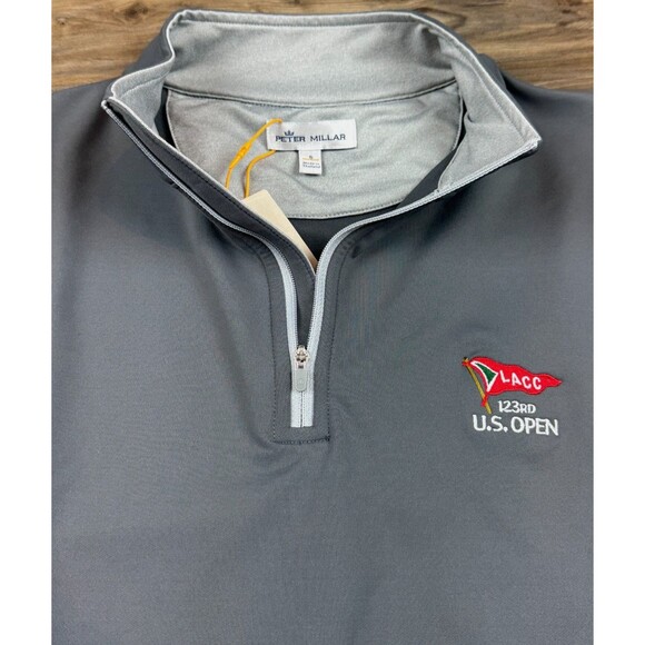 Peter Millar Golf Pullover Crown Sport US Open LACC 1/4 Zip S Gray MSRP $135 - Picture 1 of 12